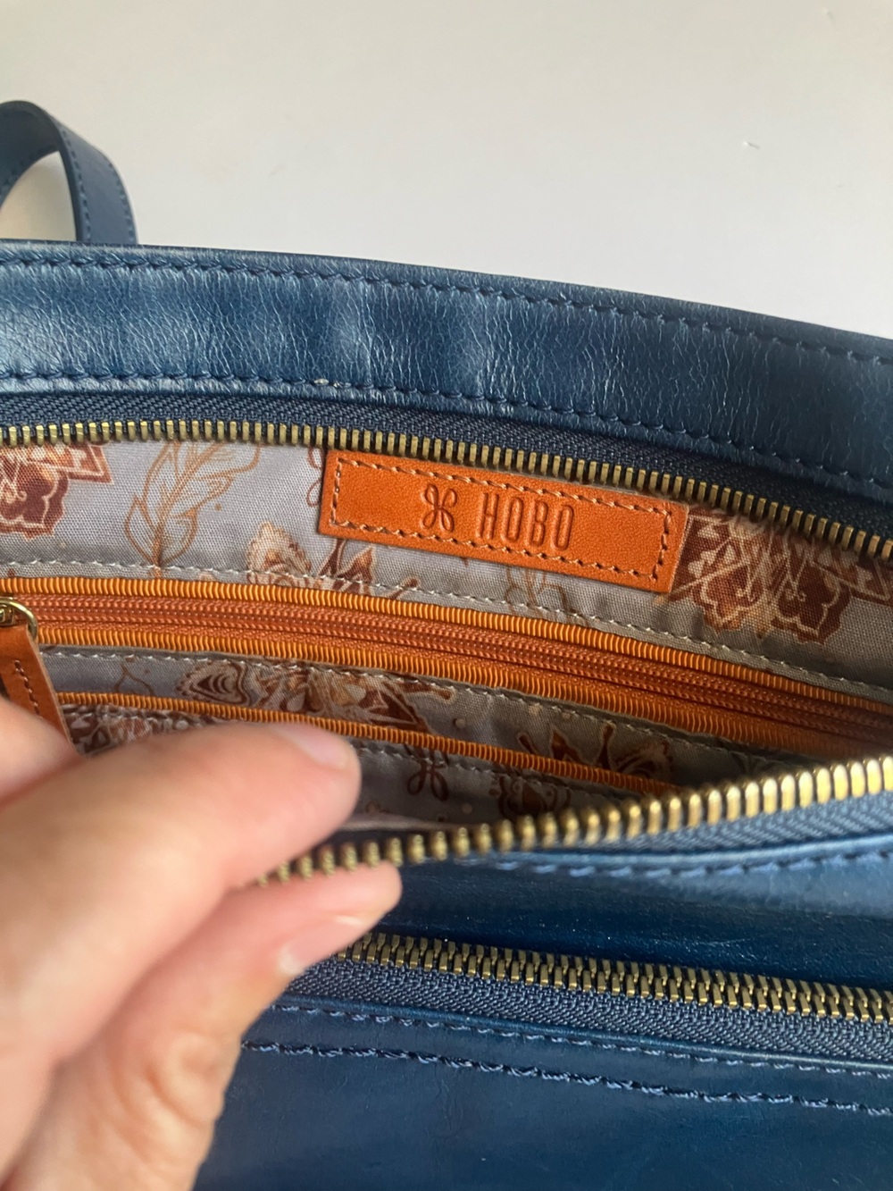 HOBO Cassie Crossbody - Deep Blue Leather with Gold Hardware - Picture 7 of 15